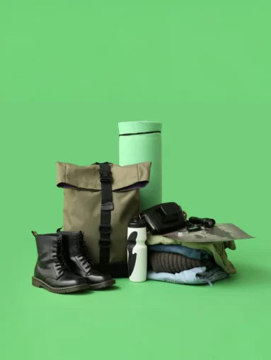 travelling belongings on color